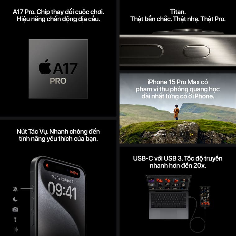 iPhone 15 Pro trang bị camera hỗ trợ zoom quang học 3x và nhiều công nghệ hiện đại