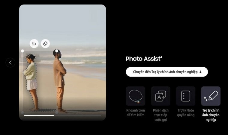 Không ngừng sáng tạo cho người dùng khi có photo assist hỗ trợ chỉnh sửa ảnh.